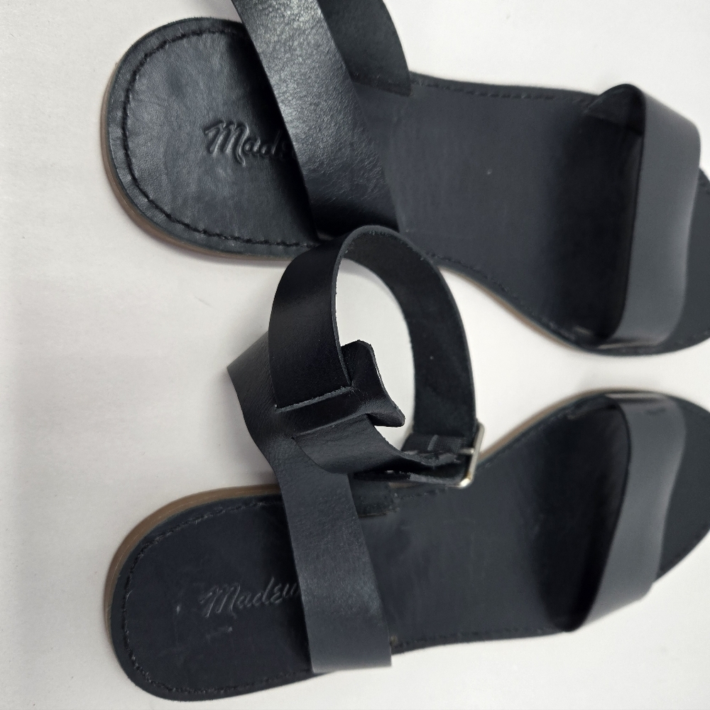 Madewell The Boardwalk Ankle Strap Womens Sandels Sz 11 Black Leather Adj. - Picture 6 of 11